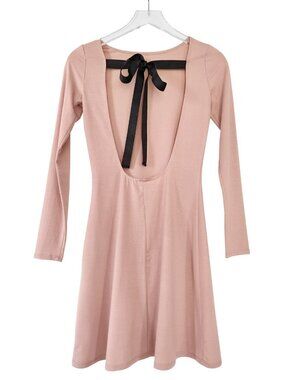 Reformation Avant Women's Long Sleeve Open Back Mini Dress in Blush Size XS